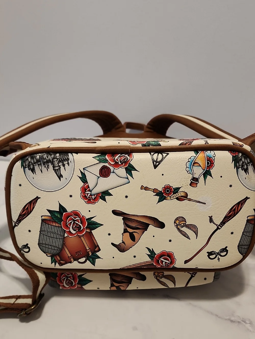 Harry Potter Loungefly Mini Backpack - Cream Floral Tattoo Print